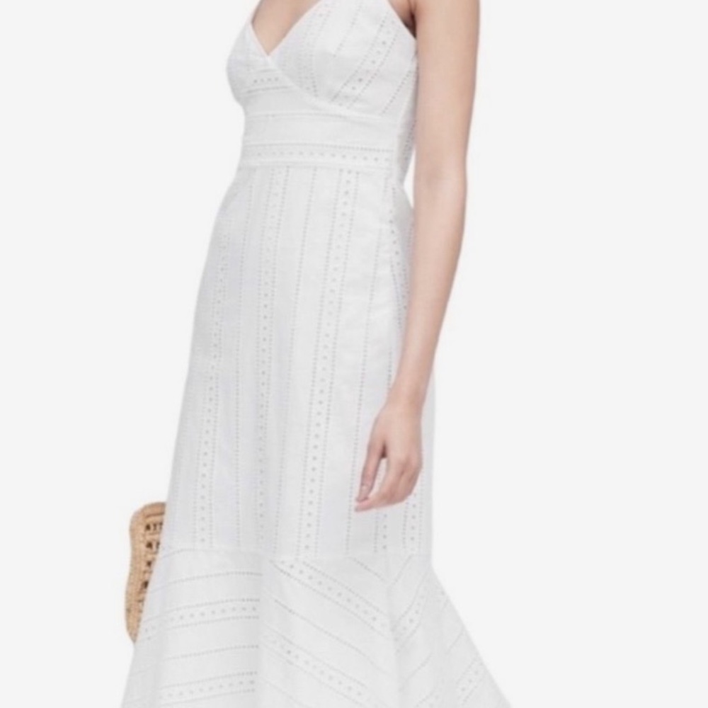 Spaghetti strap eyelet midi dress.